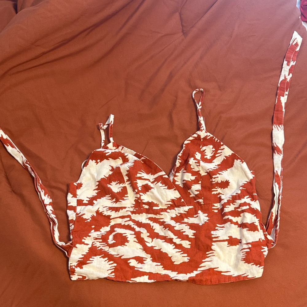 Rachel Zoe Red and White Textured Top